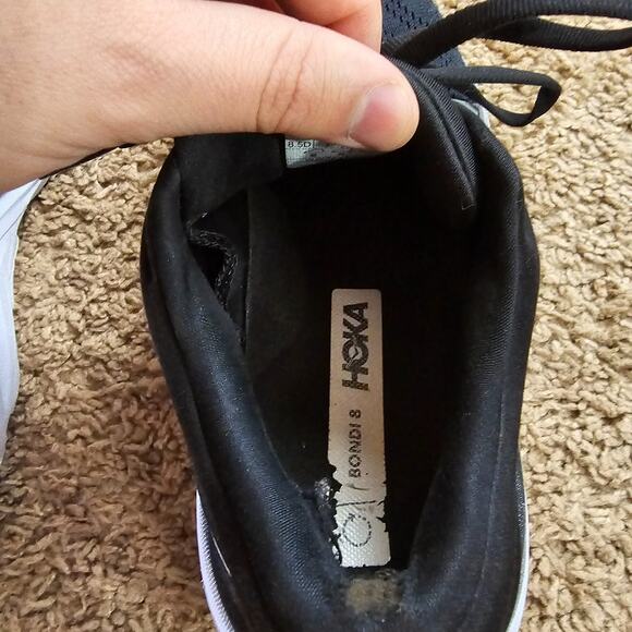 Hoka One One Bondi 8 Running Shoes Womens 8.5 Wide Black Cushioned Athletic Read - Picture 10 of 11